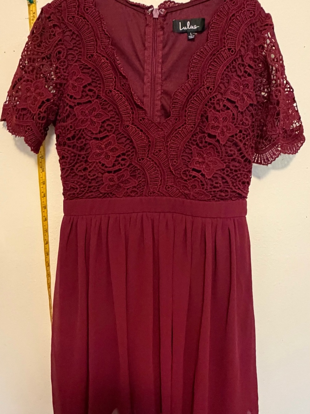 Lulus Burgundy Lace V-Neck Midi Dress Size Large